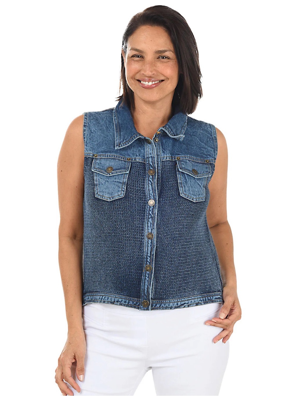 PBJ Blues Sweater Jean Vest